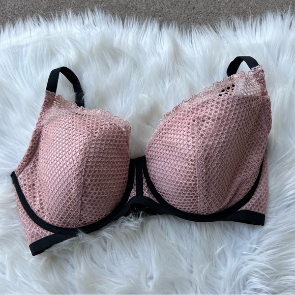 Victoria’s Secret Mauve Pink and Black Plunge Vintage Style Brasier Bra - Picture 1 of 11